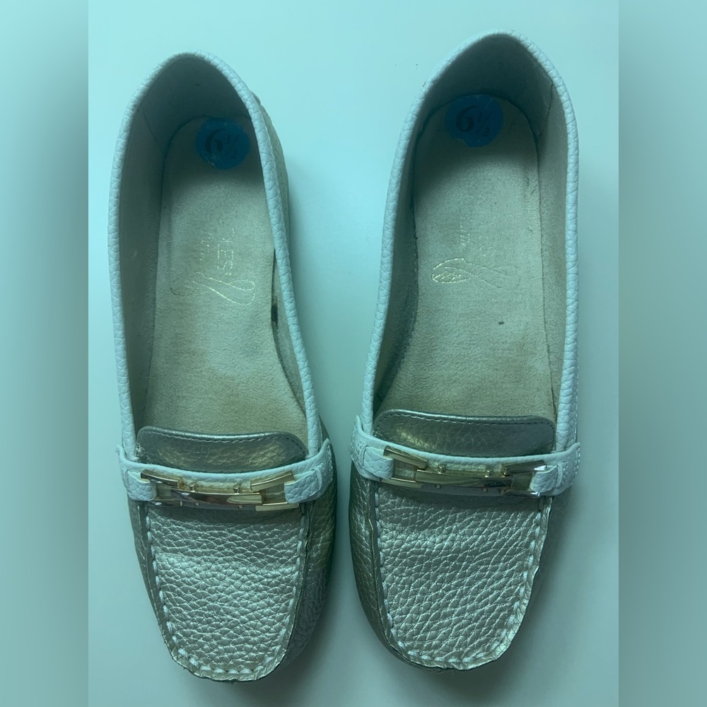 Gold and cream flats